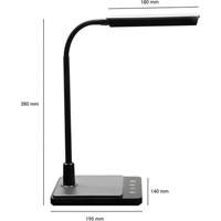 Lampe de bureau à col de cygne avec chargeur USB, 8 W, DEL, Col 15", Noir XI752 | Auto-Cam