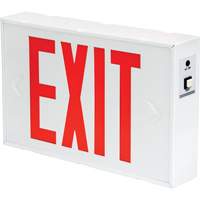 Exit Sign, LED, Battery Operated/Hardwired, 12-1/5" L x 7-1/2" W, English XI788 | Auto-Cam