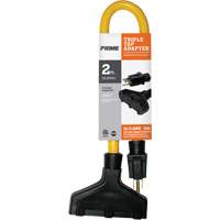 Triple Tap Adapter, Outdoor, STW, 12/3 AWG, 15 A, 3 Outlet(s), 2' Auto-Cam